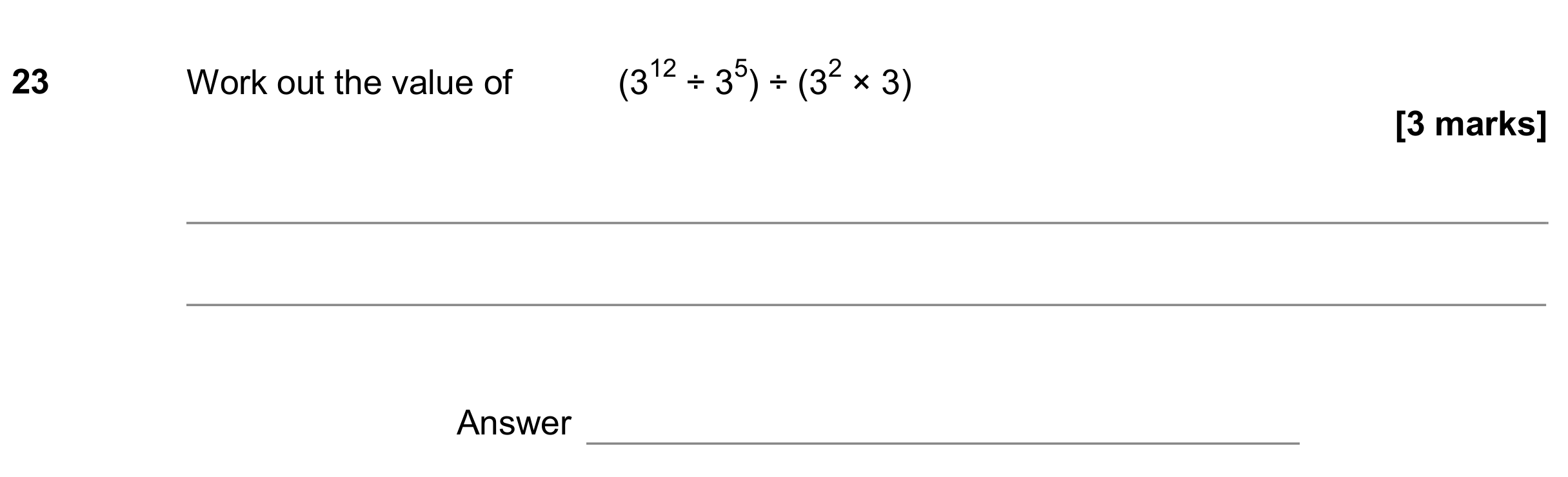 Question 23 — Powers — AQA GCSE June 2019