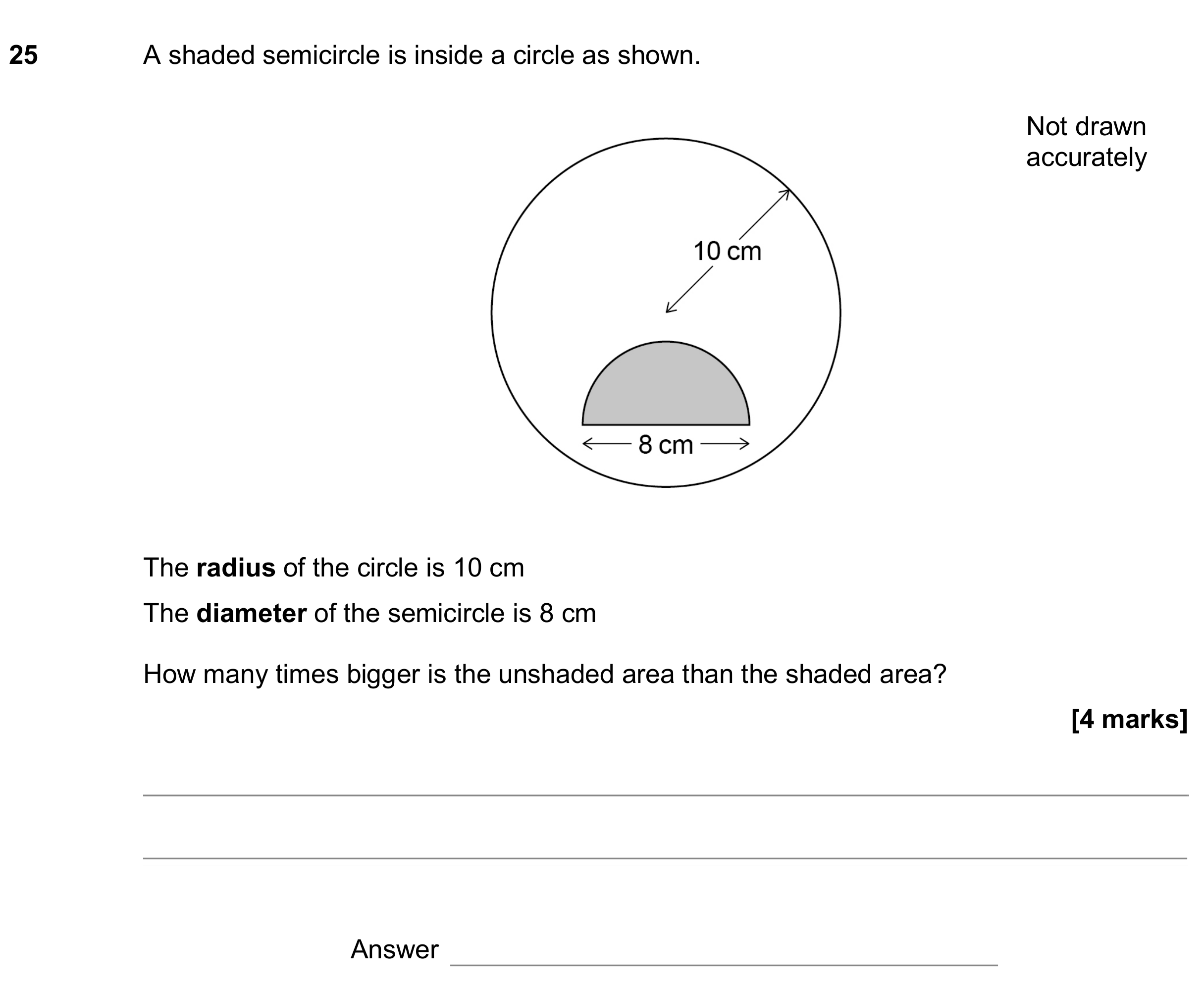 Question 25 — Perimeter and Area — AQA GCSE June 2019