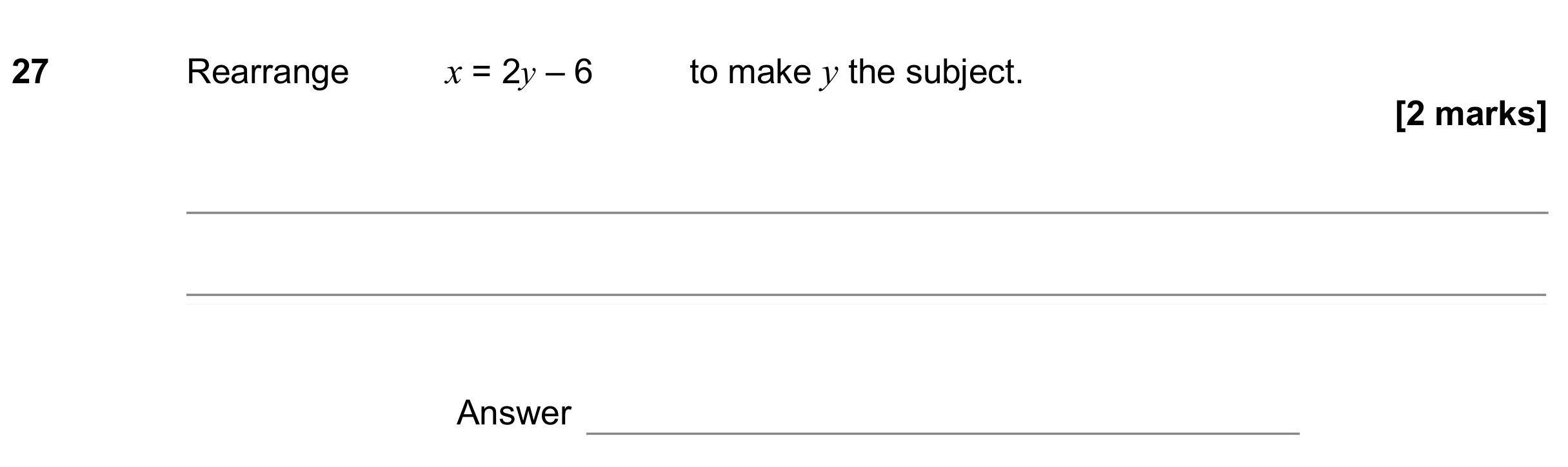 Question 27 — Formulae — AQA GCSE June 2019