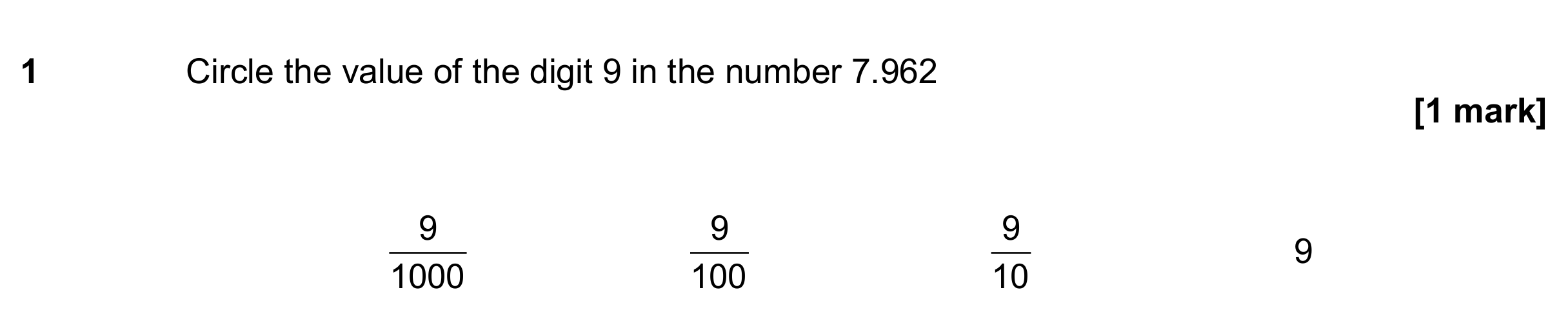 Question 1 — Place Value — AQA GCSE November 2019