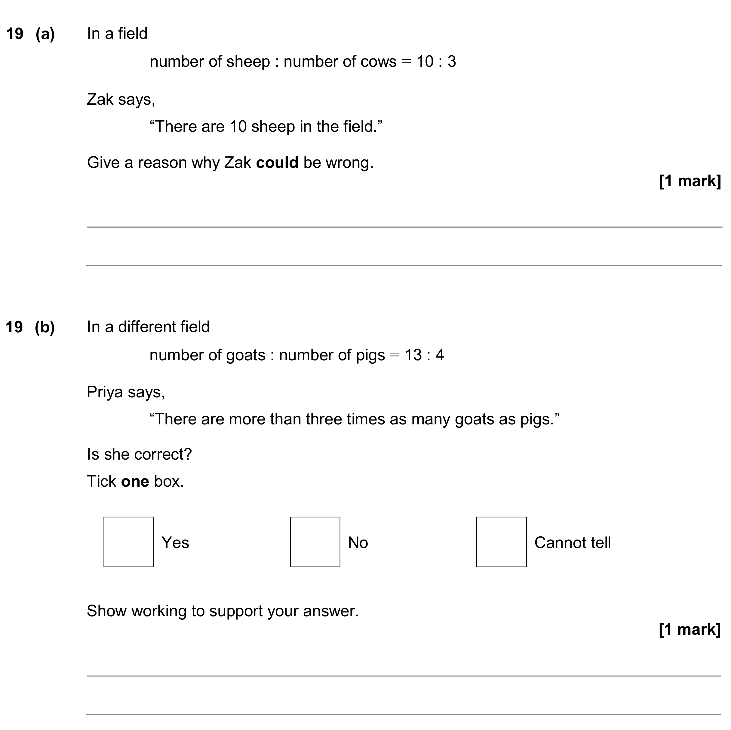 Question 19 — Ratios — AQA GCSE November 2019