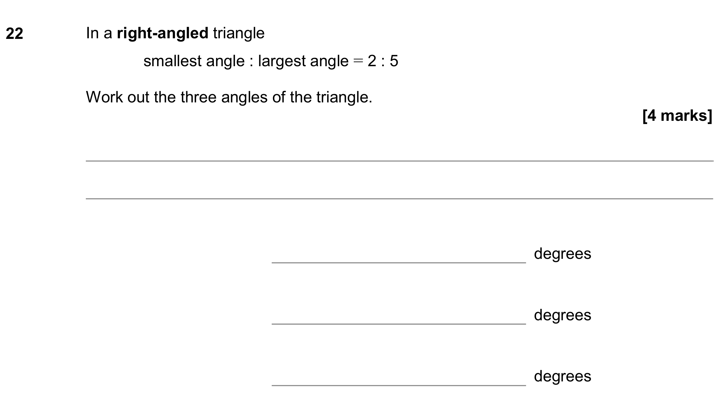 Question 22 — Angles, Ratios — AQA GCSE November 2019
