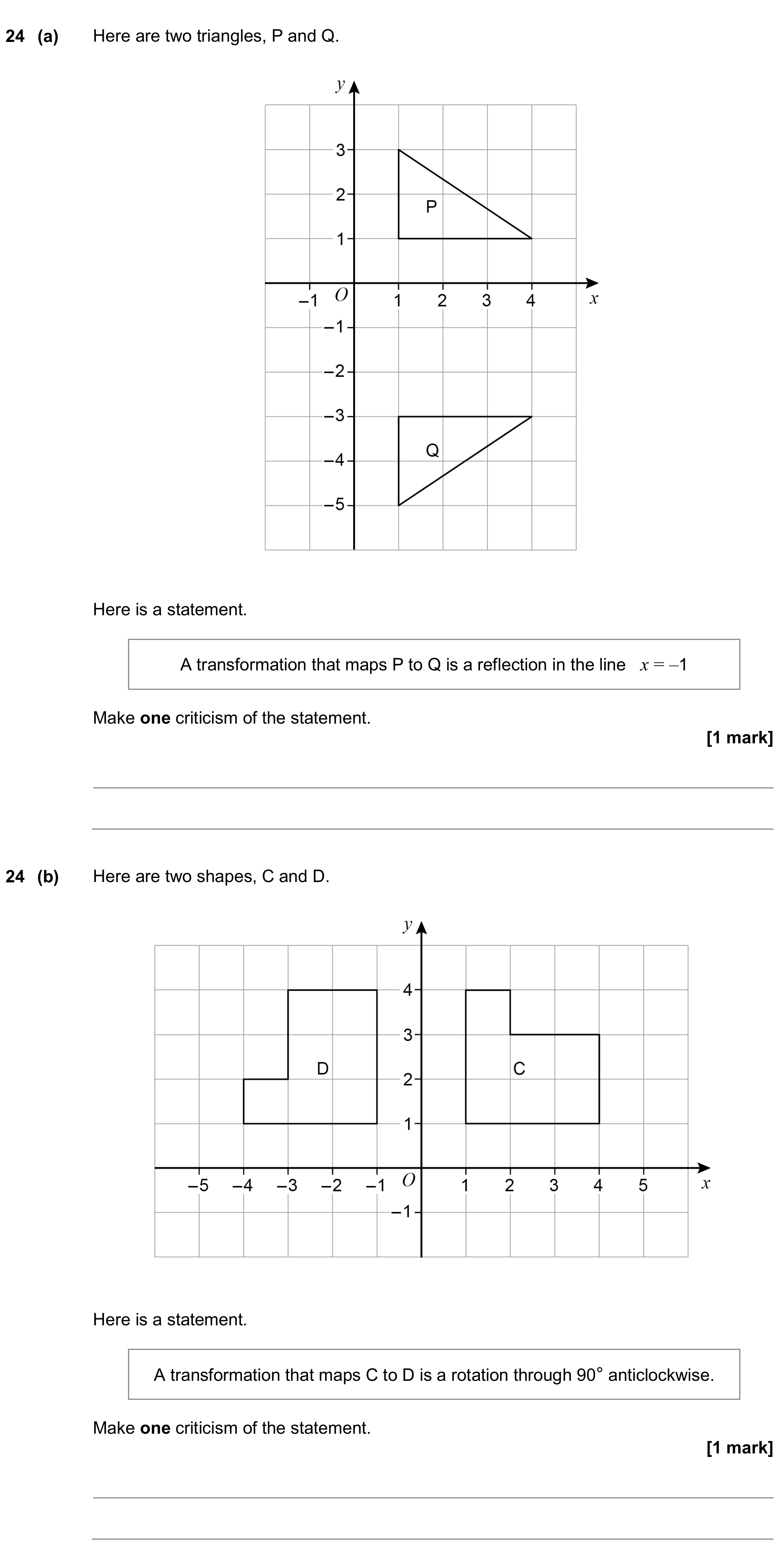 Question 24 — Rotations/Reflections/Translations/Enlargements — AQA GCSE November 2019