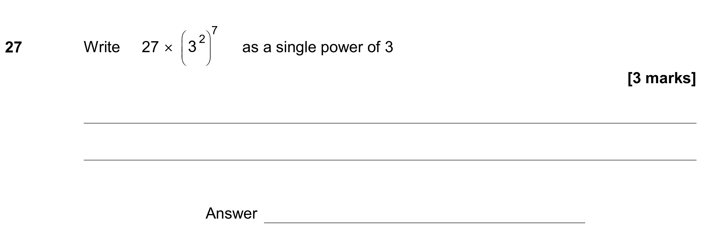 Question 27 — Powers — AQA GCSE November 2019