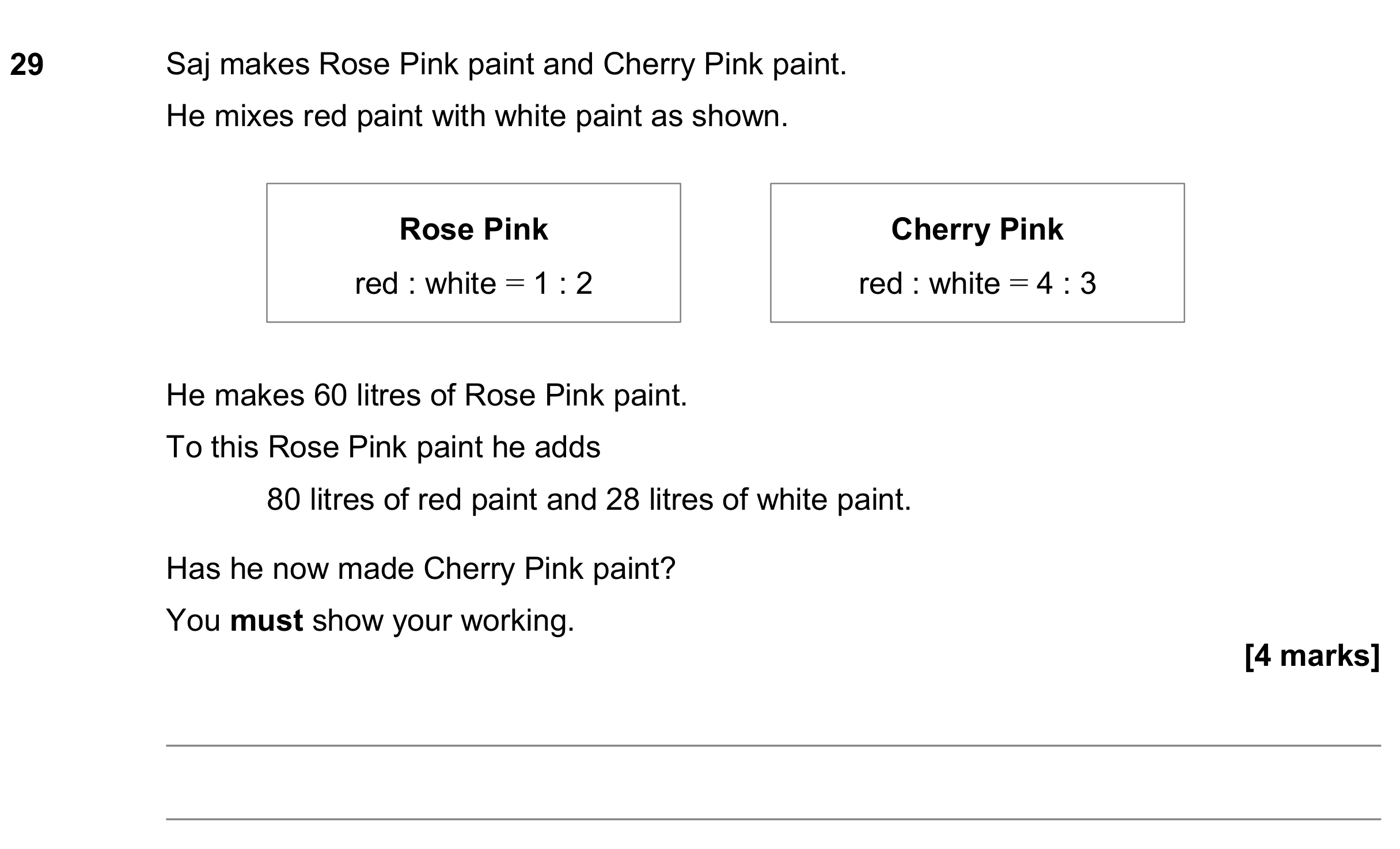 Question 29 — Ratios — AQA GCSE November 2019