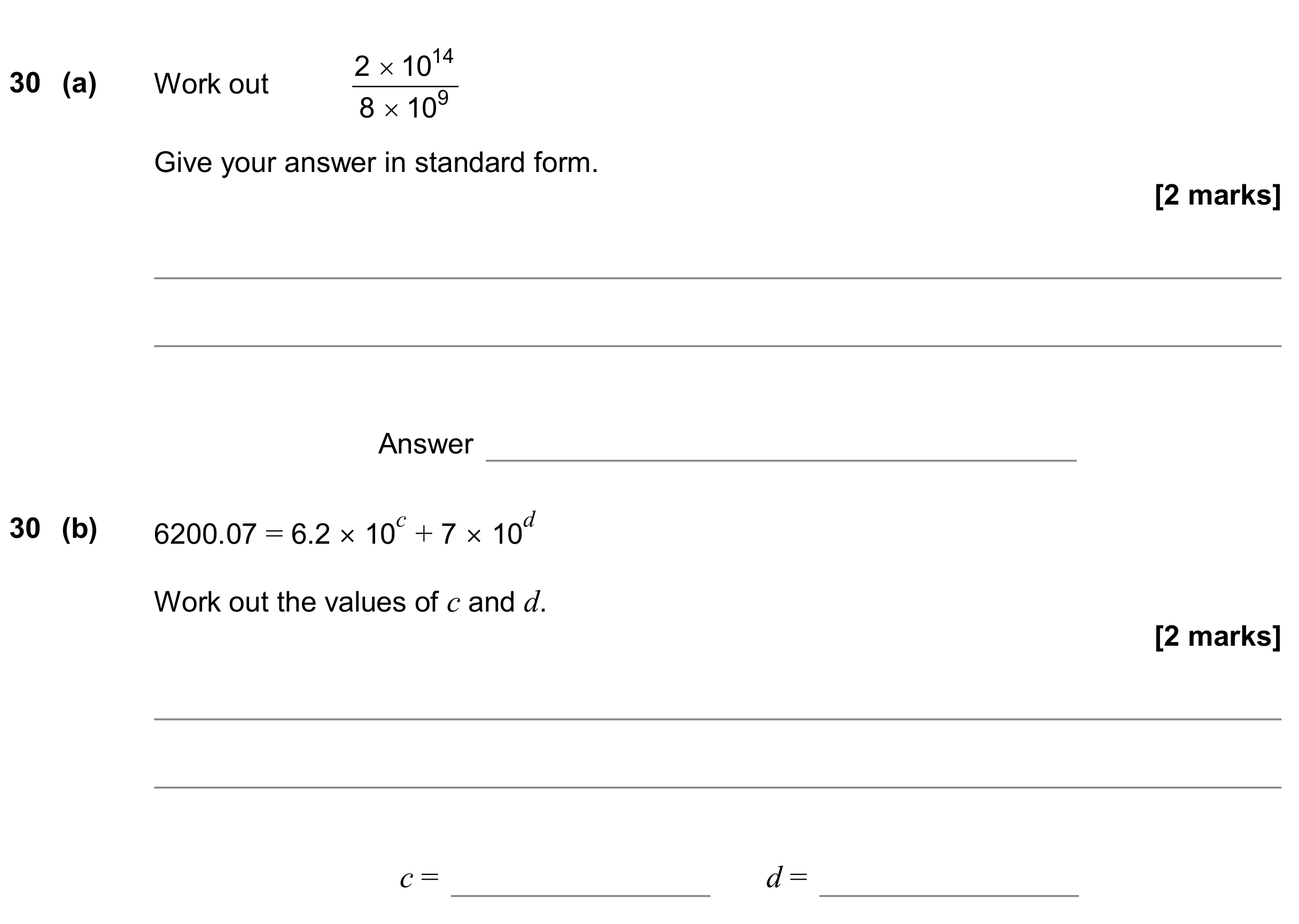 Question 30 — Standard Form — AQA GCSE November 2019