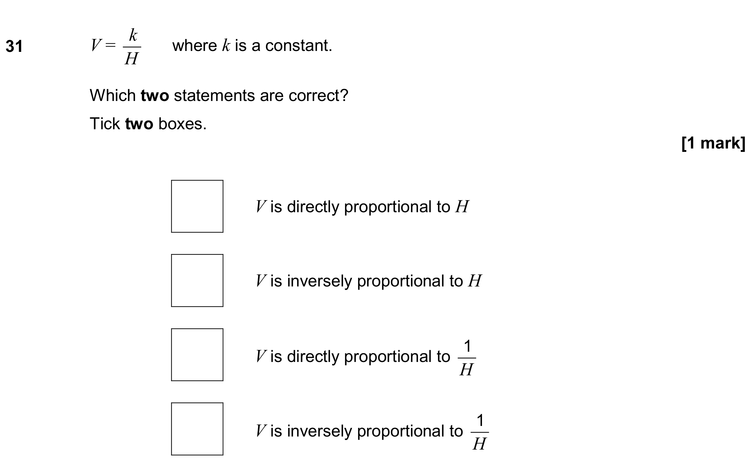 Question 31 — Proportion — AQA GCSE November 2019