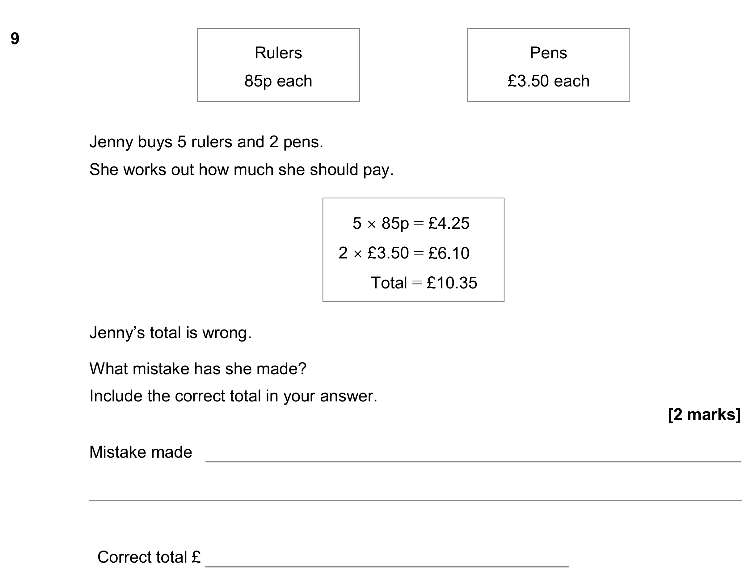 Question 9 — Money Problems — AQA GCSE November 2019