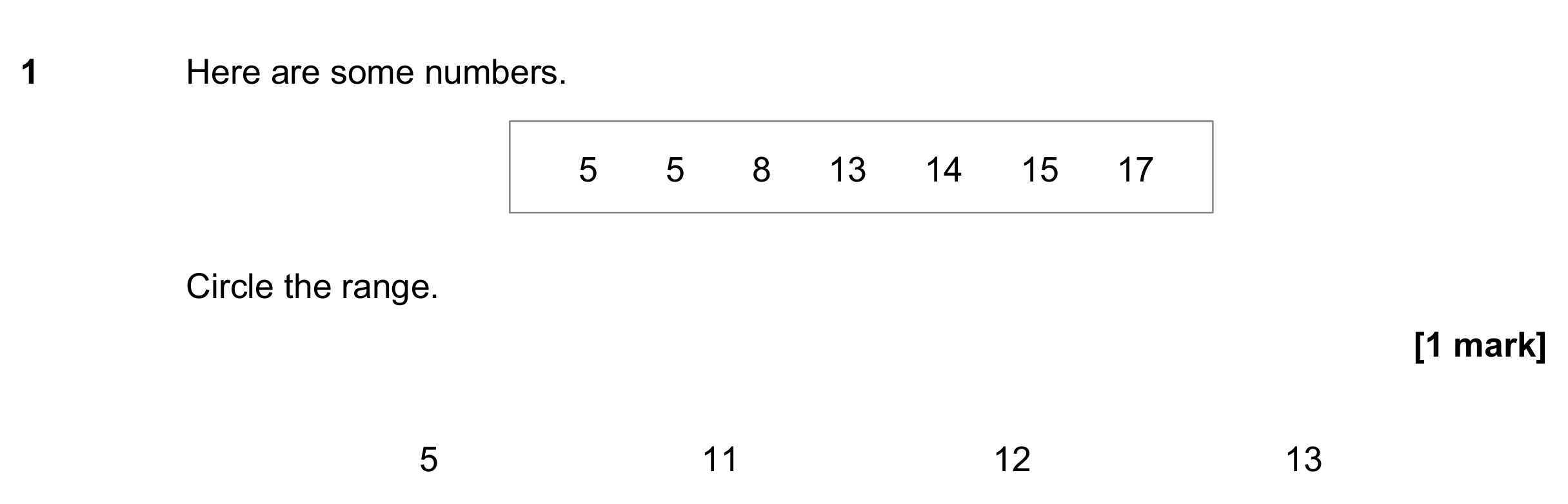 Question 1 — Mean/Median/Mode/Range — AQA GCSE June 2020