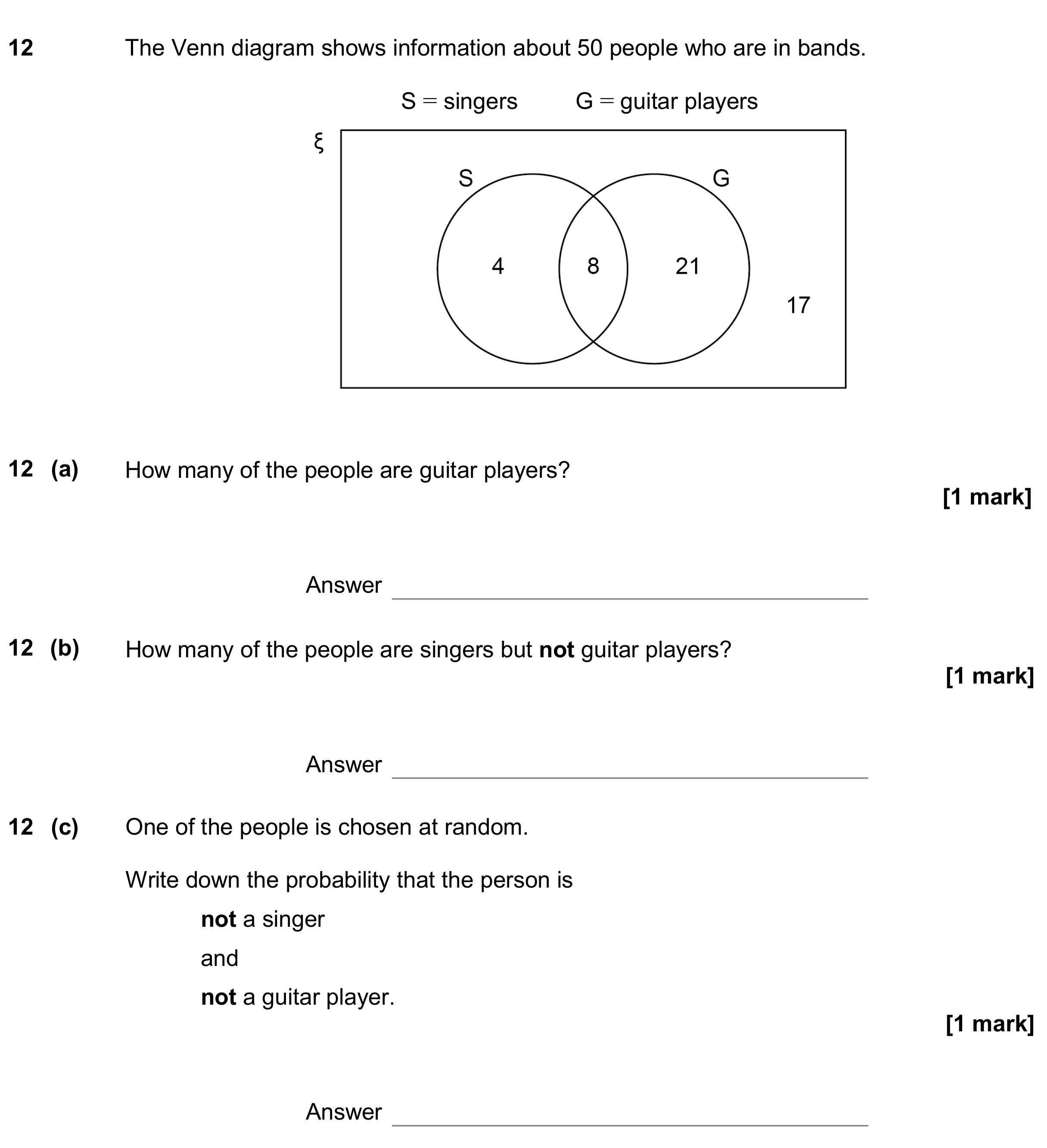 Question 12 — Venn Diagram — AQA GCSE June 2020