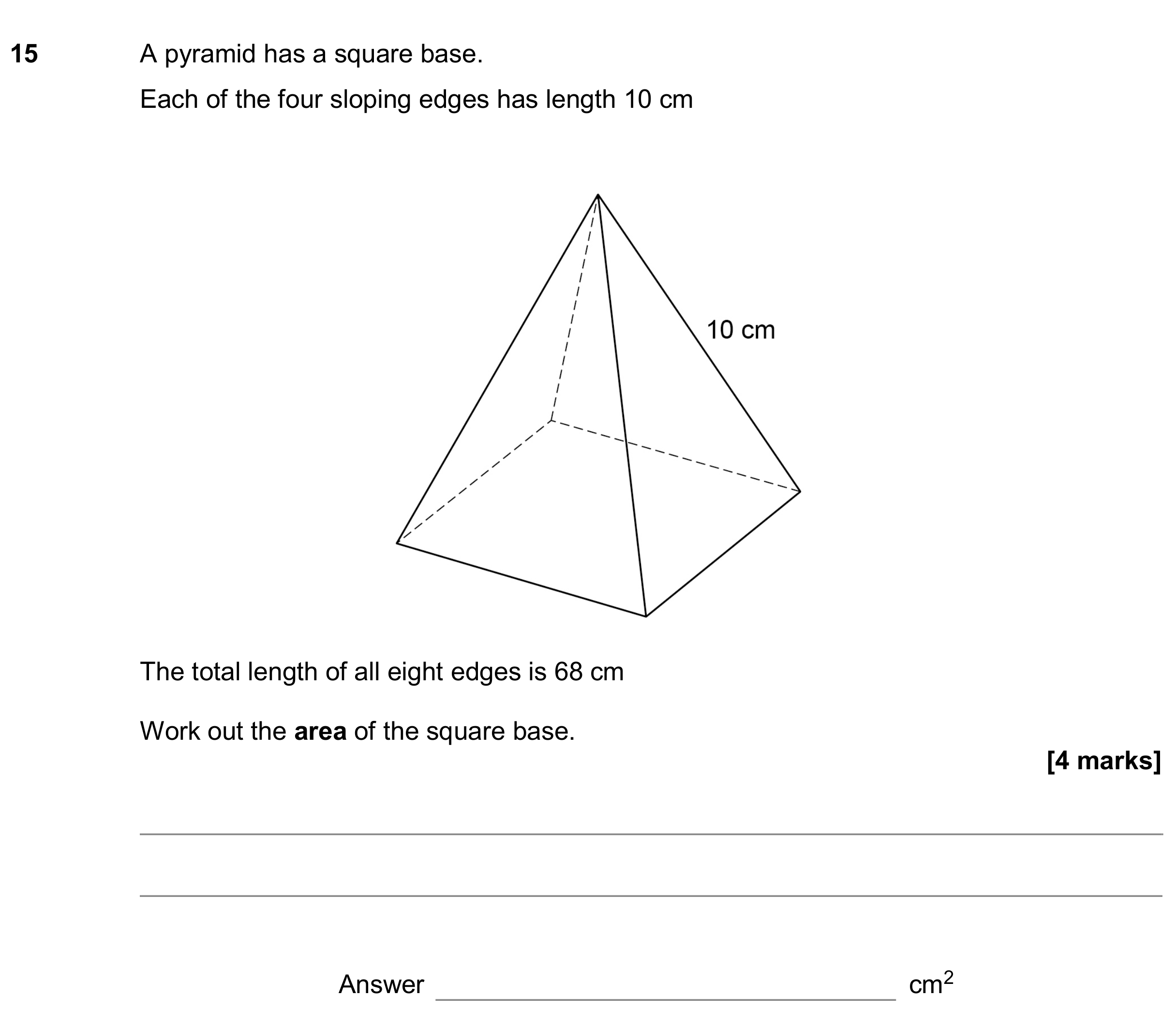Question 15 — Perimeter and Area — AQA GCSE June 2020