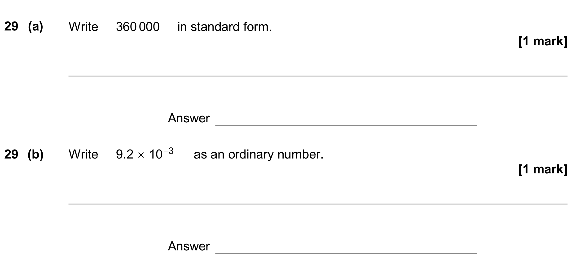 Question 29 — Standard Form — AQA GCSE June 2020