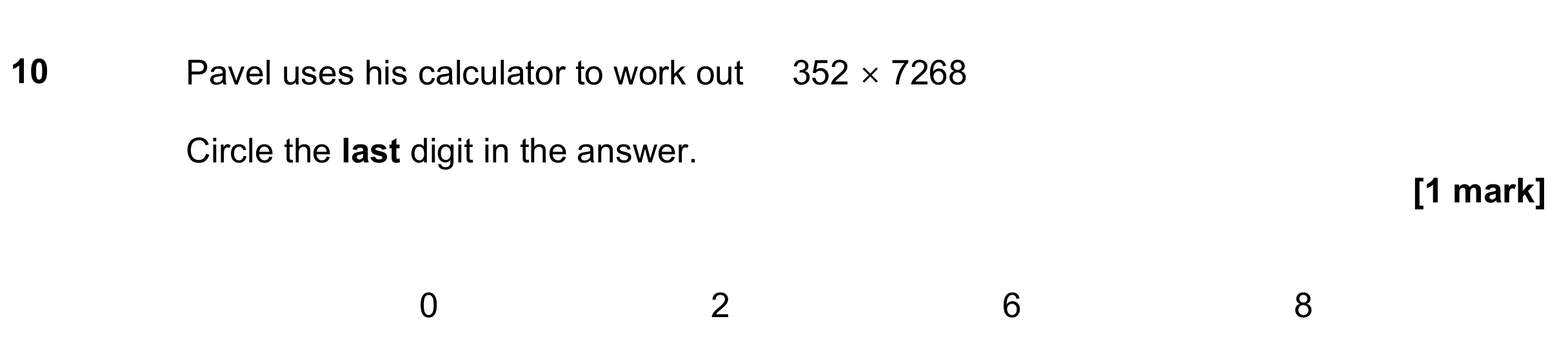 Question 10 — Multiplication — AQA GCSE June 2021