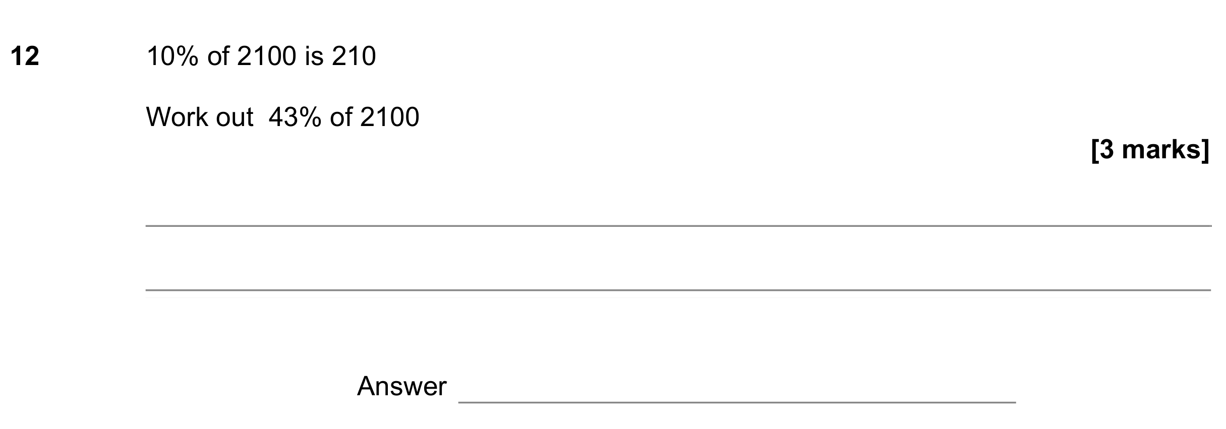 Question 12 — Percentages — AQA GCSE June 2021