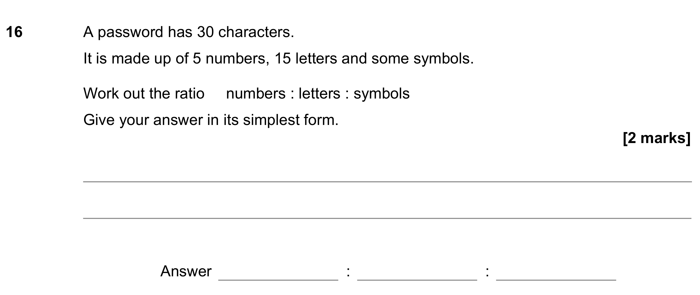 Question 16 — Ratios — AQA GCSE June 2021