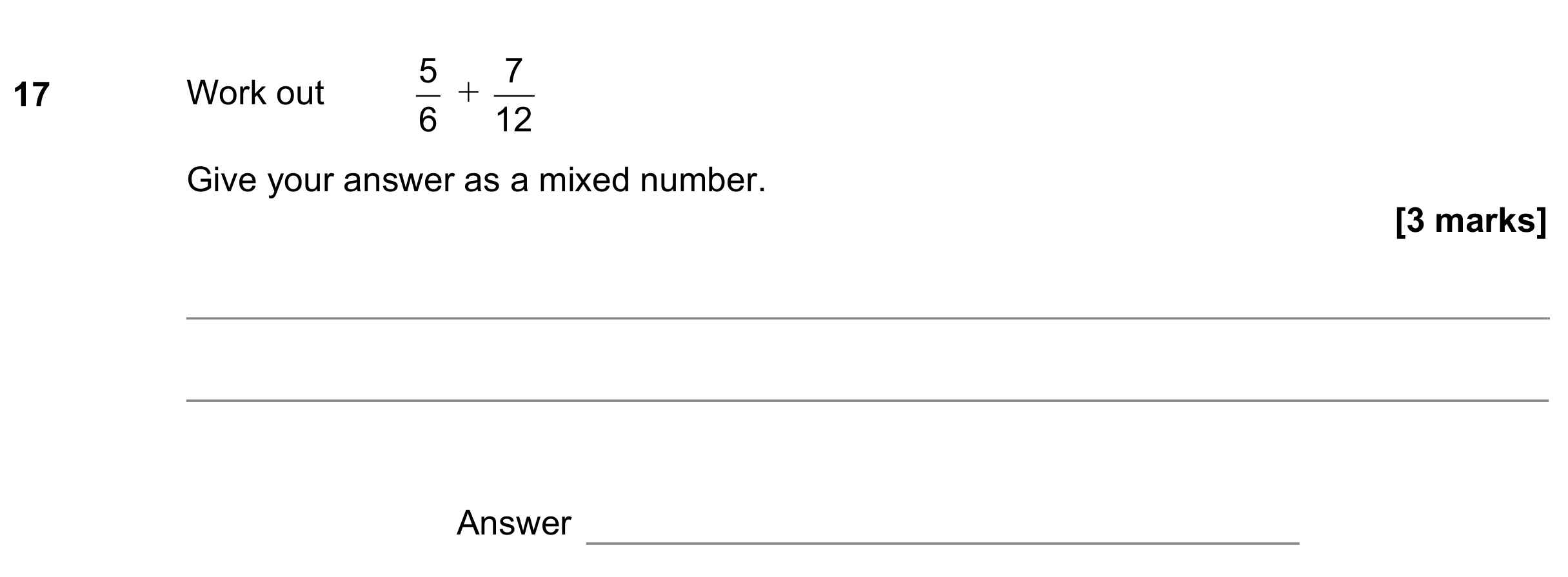 Question 17 — Fractions — AQA GCSE June 2021