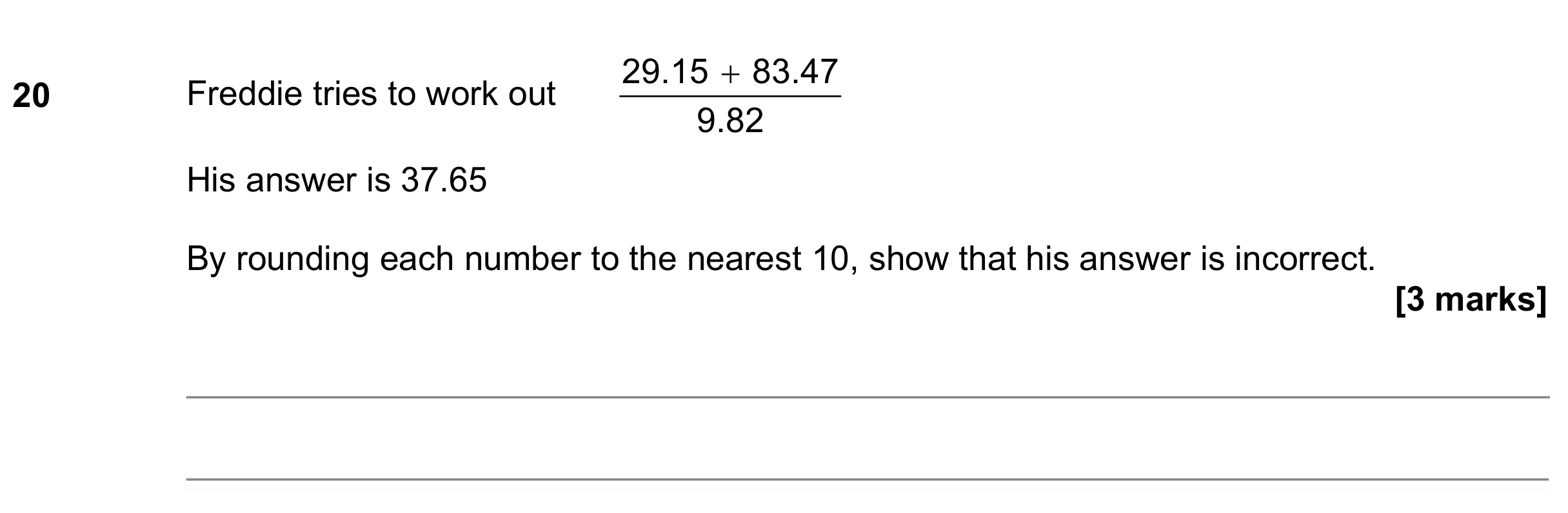 Question 20 — Rounding — AQA GCSE June 2021