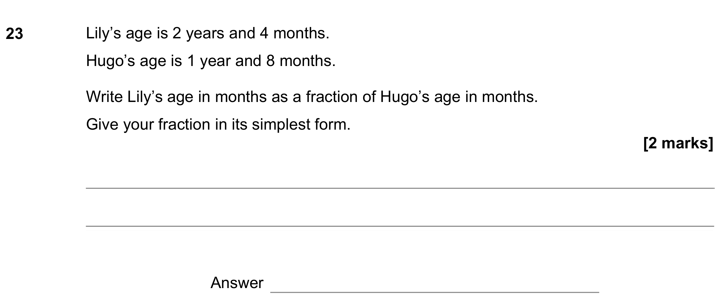 Question 23 — Fractions — AQA GCSE June 2021