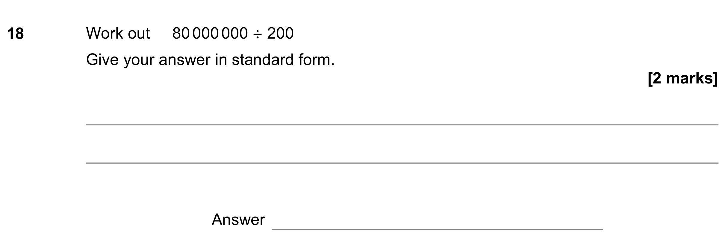 Question 18 — Standard Form — AQA GCSE June 2022