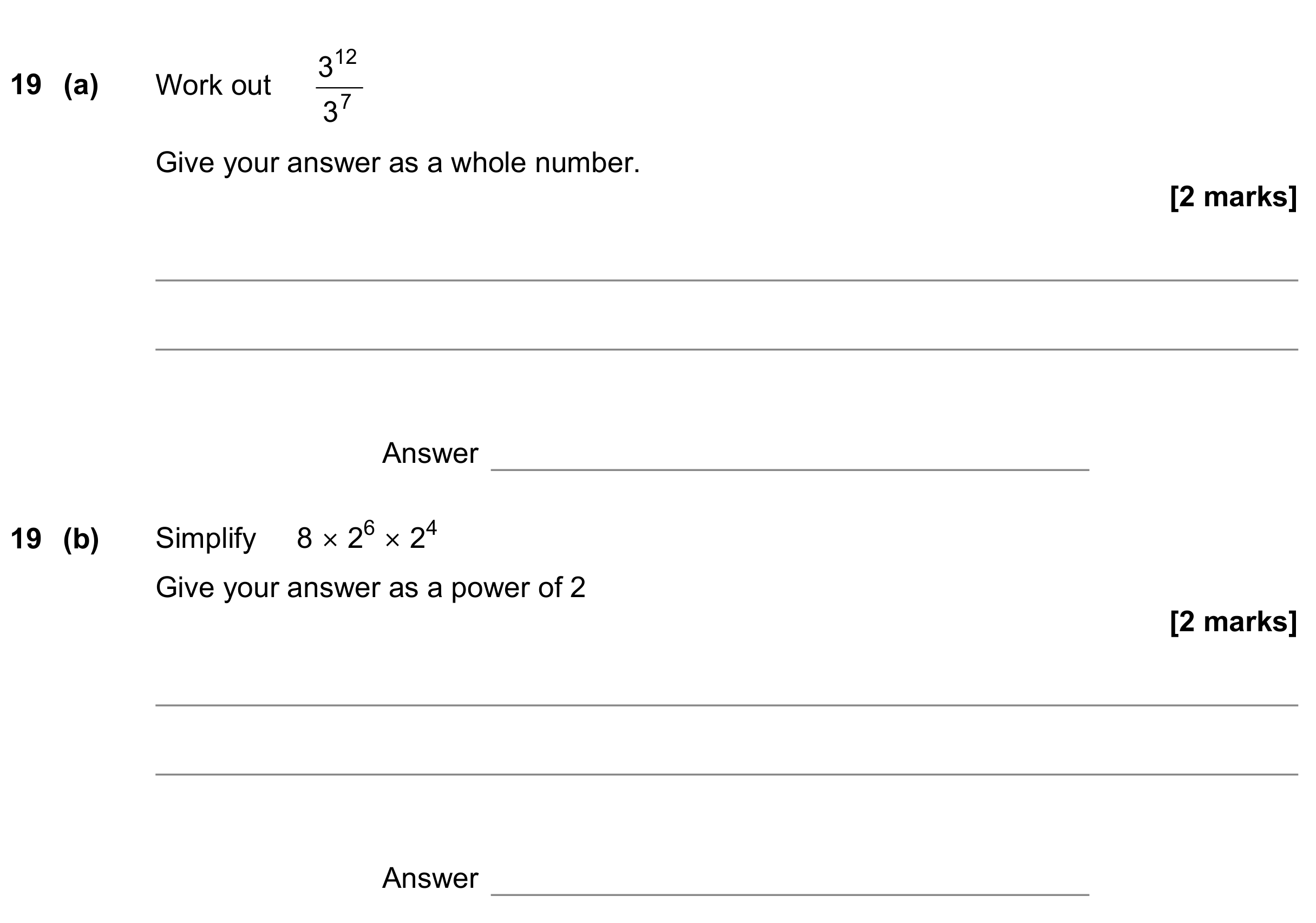 Question 19 — Powers — AQA GCSE June 2022