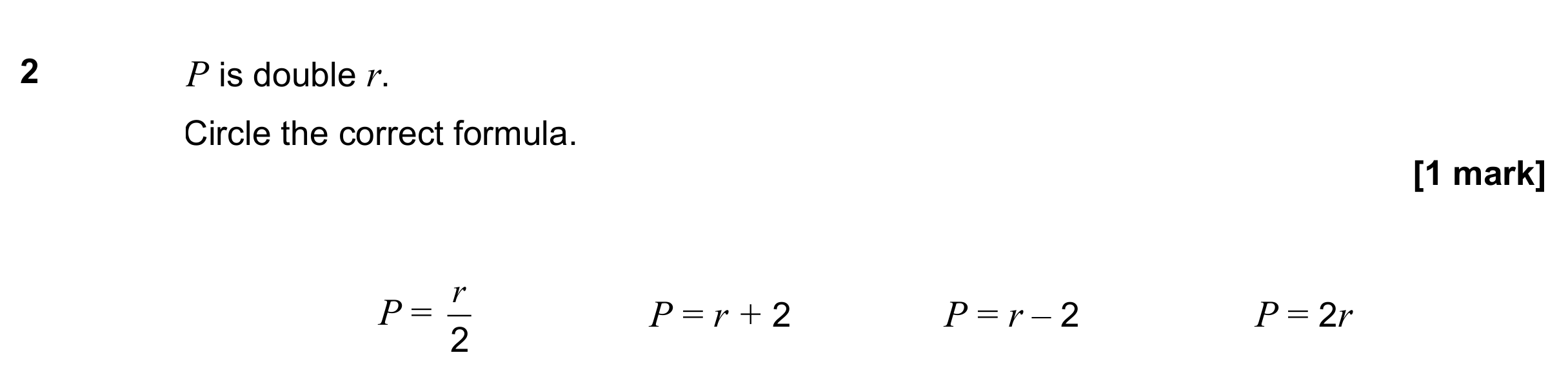 Question 2 — Formulae — AQA GCSE June 2022