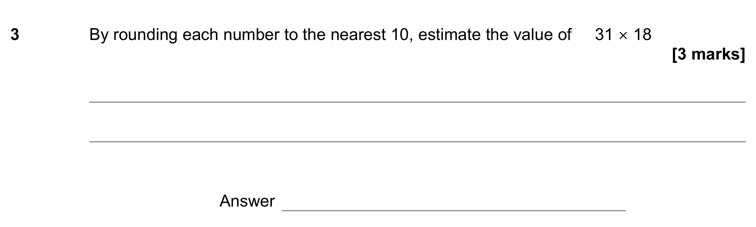 Question 3 — Estimations — AQA GCSE June 2022