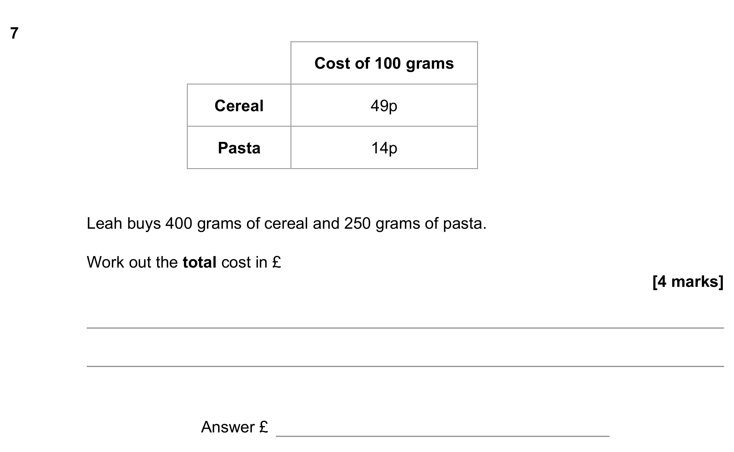 Question 7 — Money Problems — AQA GCSE June 2022