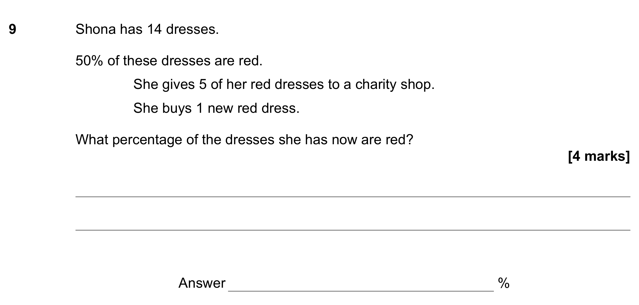 Question 9 — Percentages — AQA GCSE June 2022