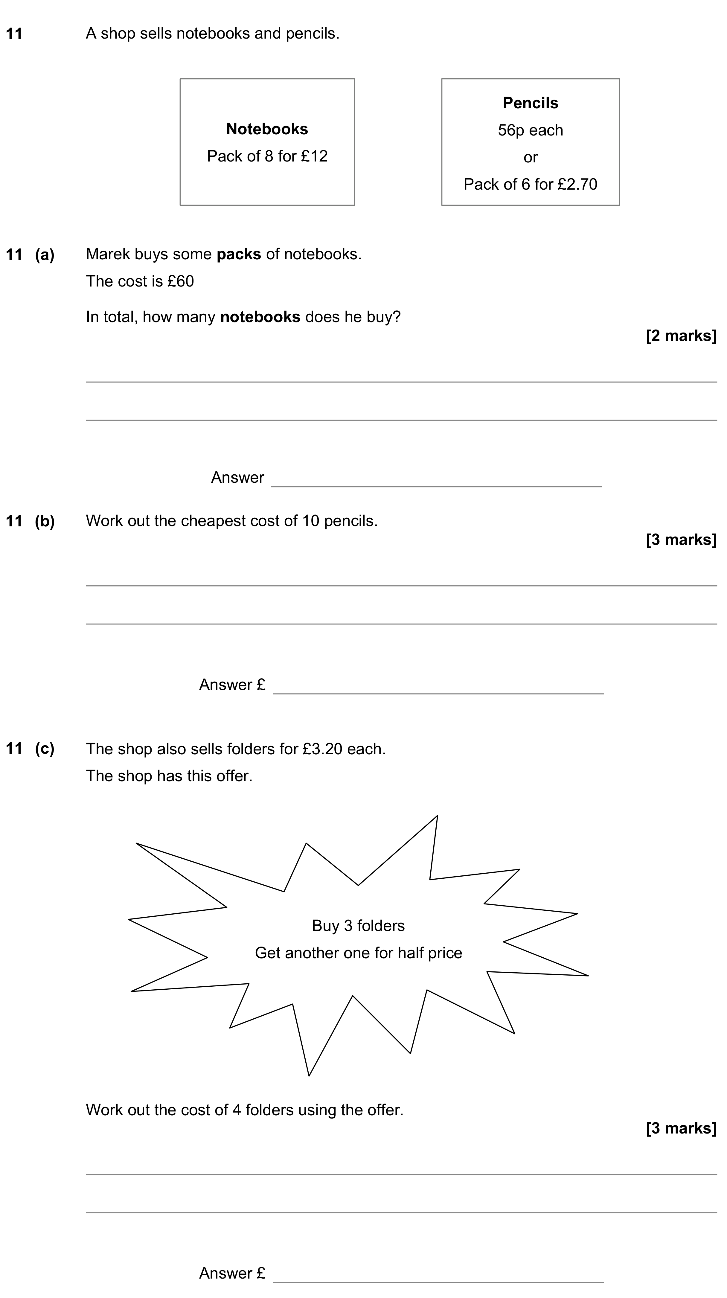Question 11 — Money Problems — AQA GCSE November 2022