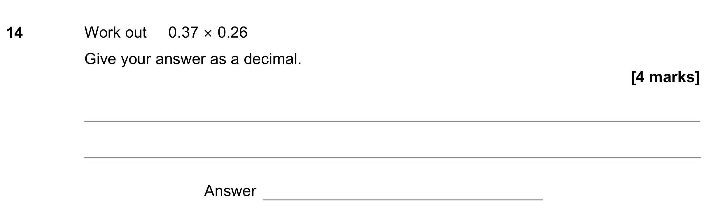 Question 14 — Multiplication, Decimals — AQA GCSE November 2022