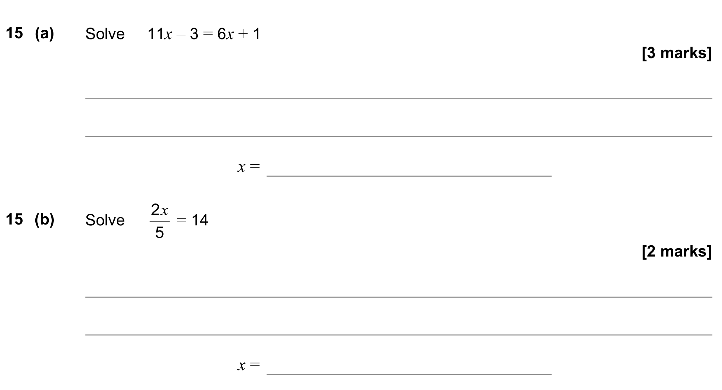 Question 15 — Linear Equations — AQA GCSE November 2022