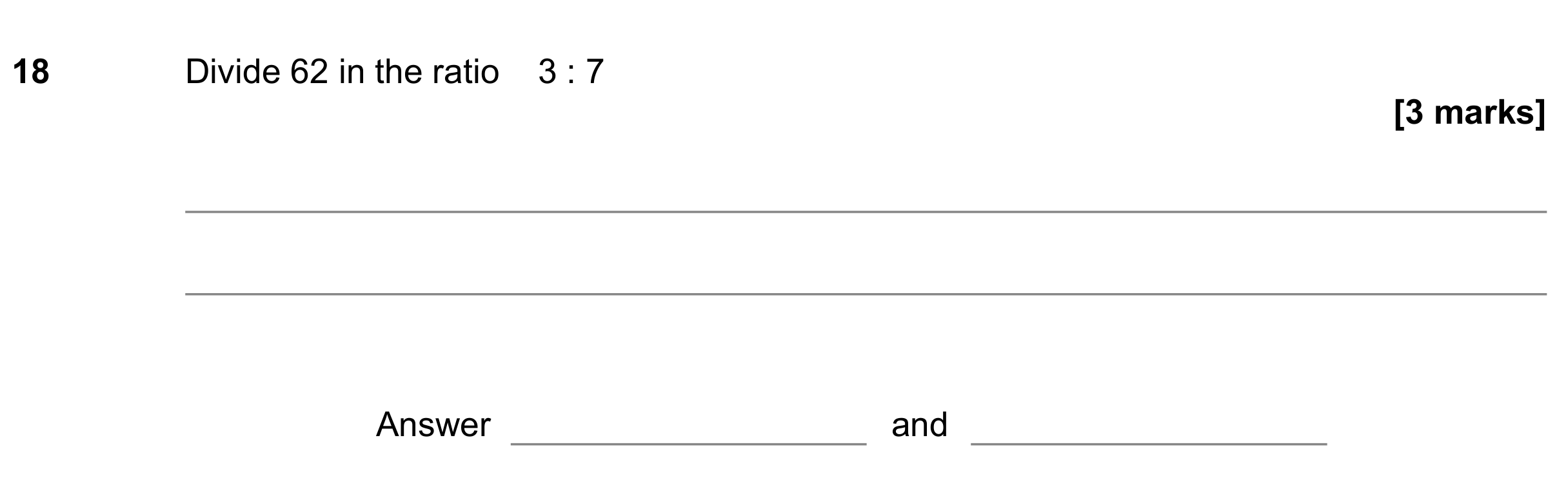 Question 18 — Ratios — AQA GCSE November 2022