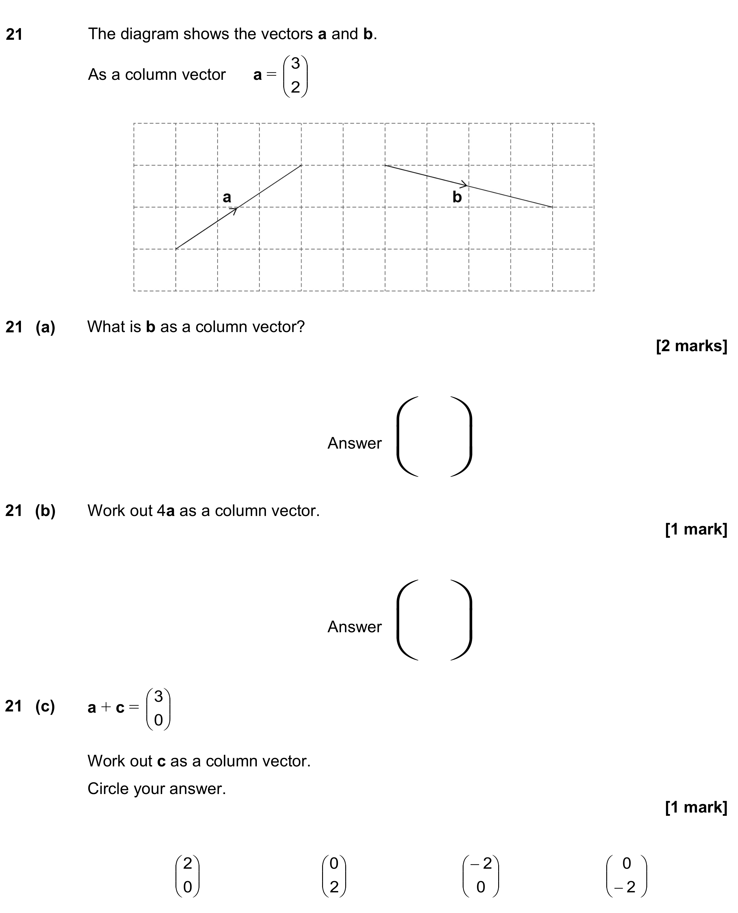 Question 21 — Vectors — AQA GCSE November 2022