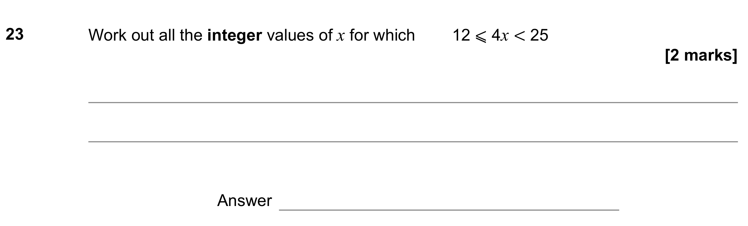 Question 23 — Inequalities — AQA GCSE November 2022