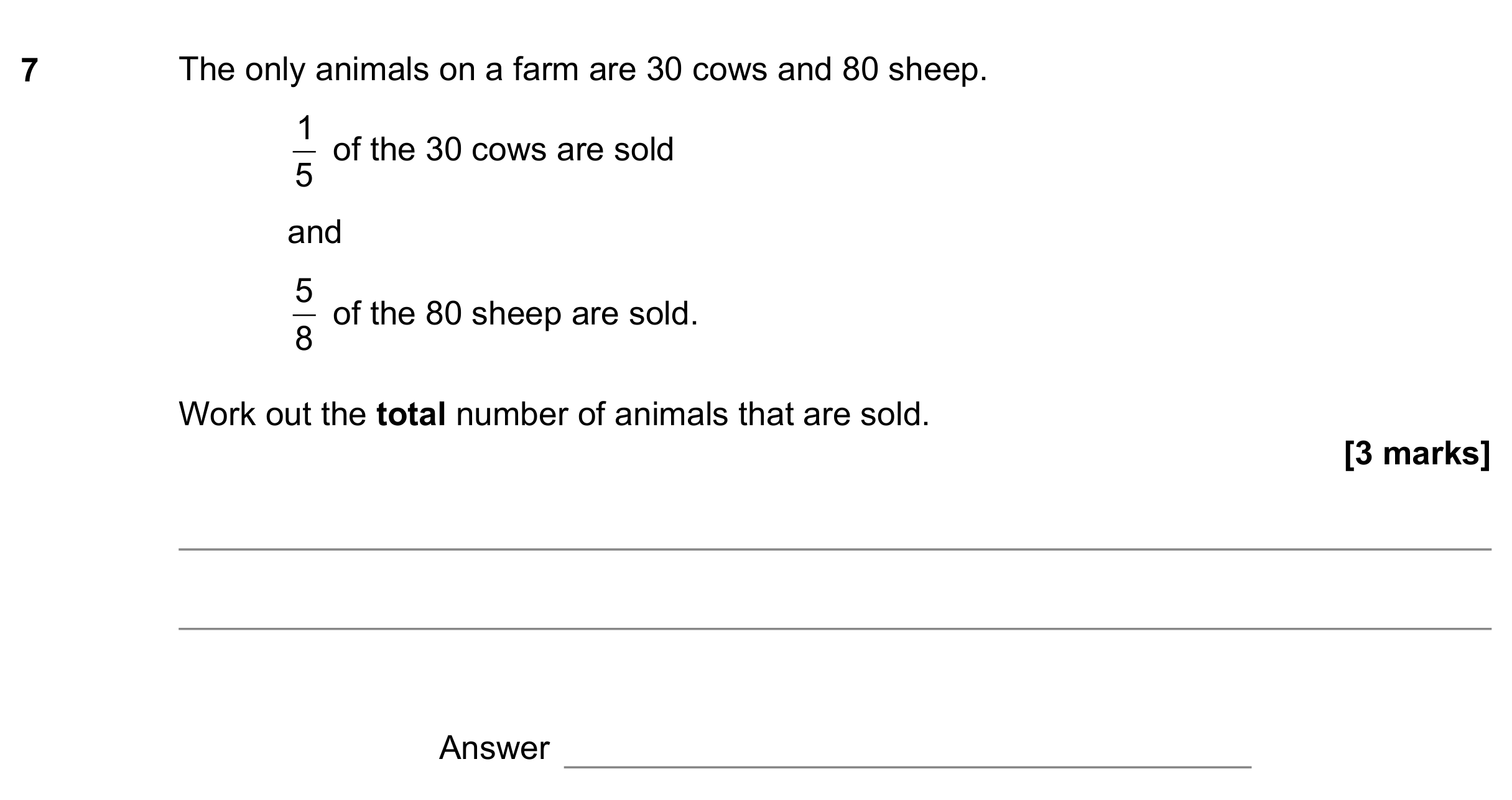 Question 7 — Fractions — AQA GCSE November 2022