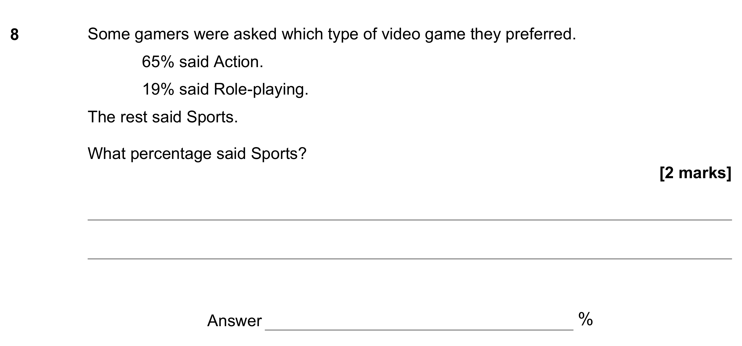 Question 8 — Percentages — AQA GCSE November 2022