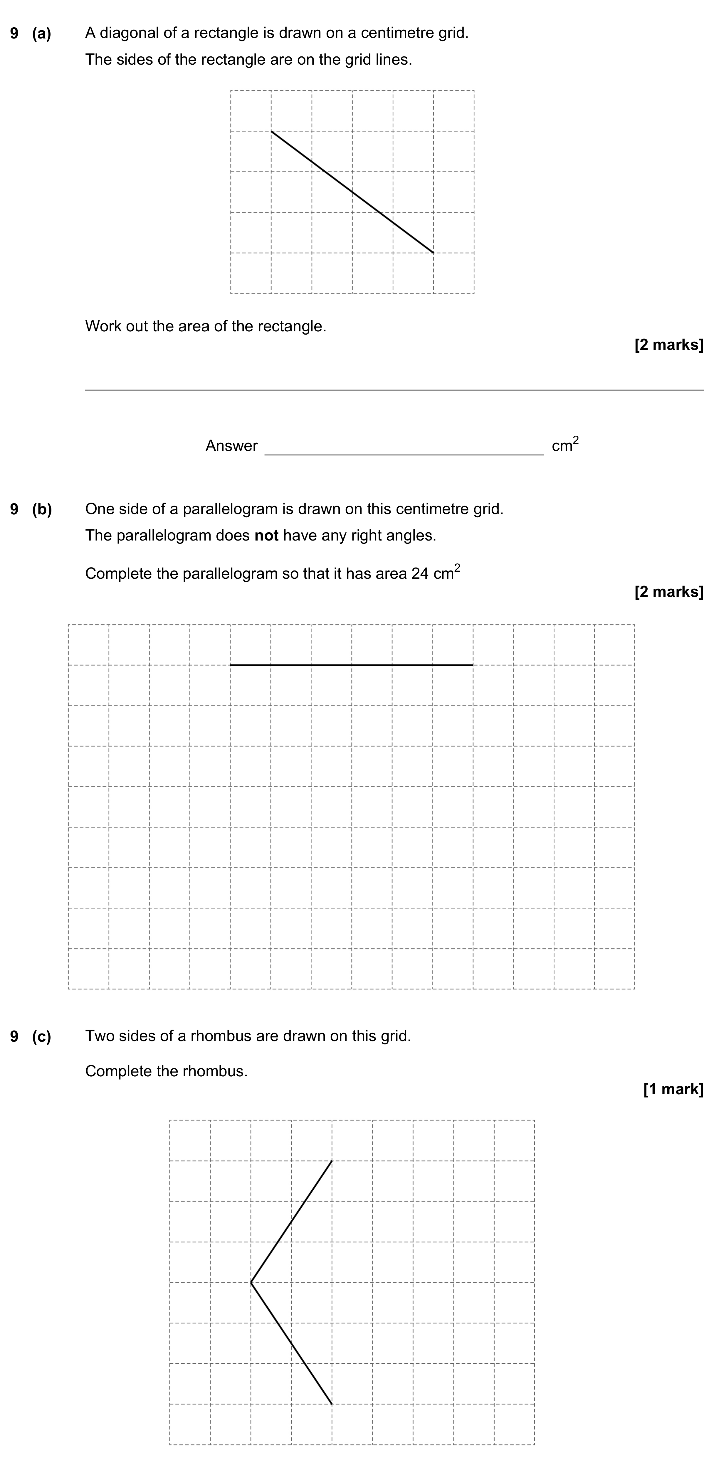 Question 9 — Perimeter and Area, Construction, Polygons — AQA GCSE November 2022