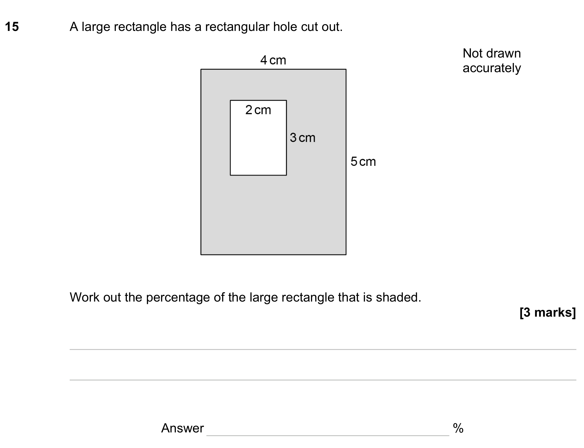 Question 15 — Perimeter and Area, Percentages — AQA GCSE June 2023