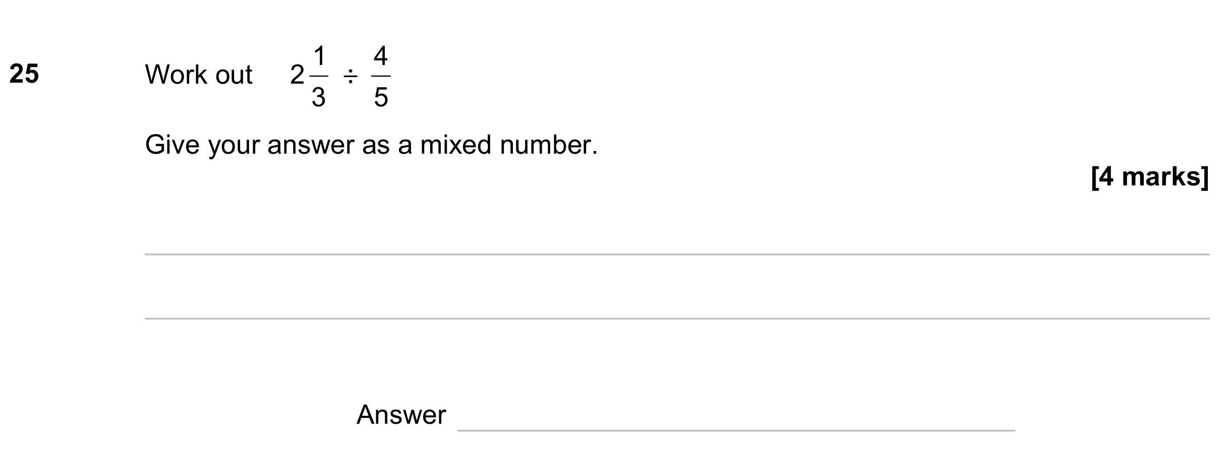 Question 25 — Fractions — AQA GCSE June 2023