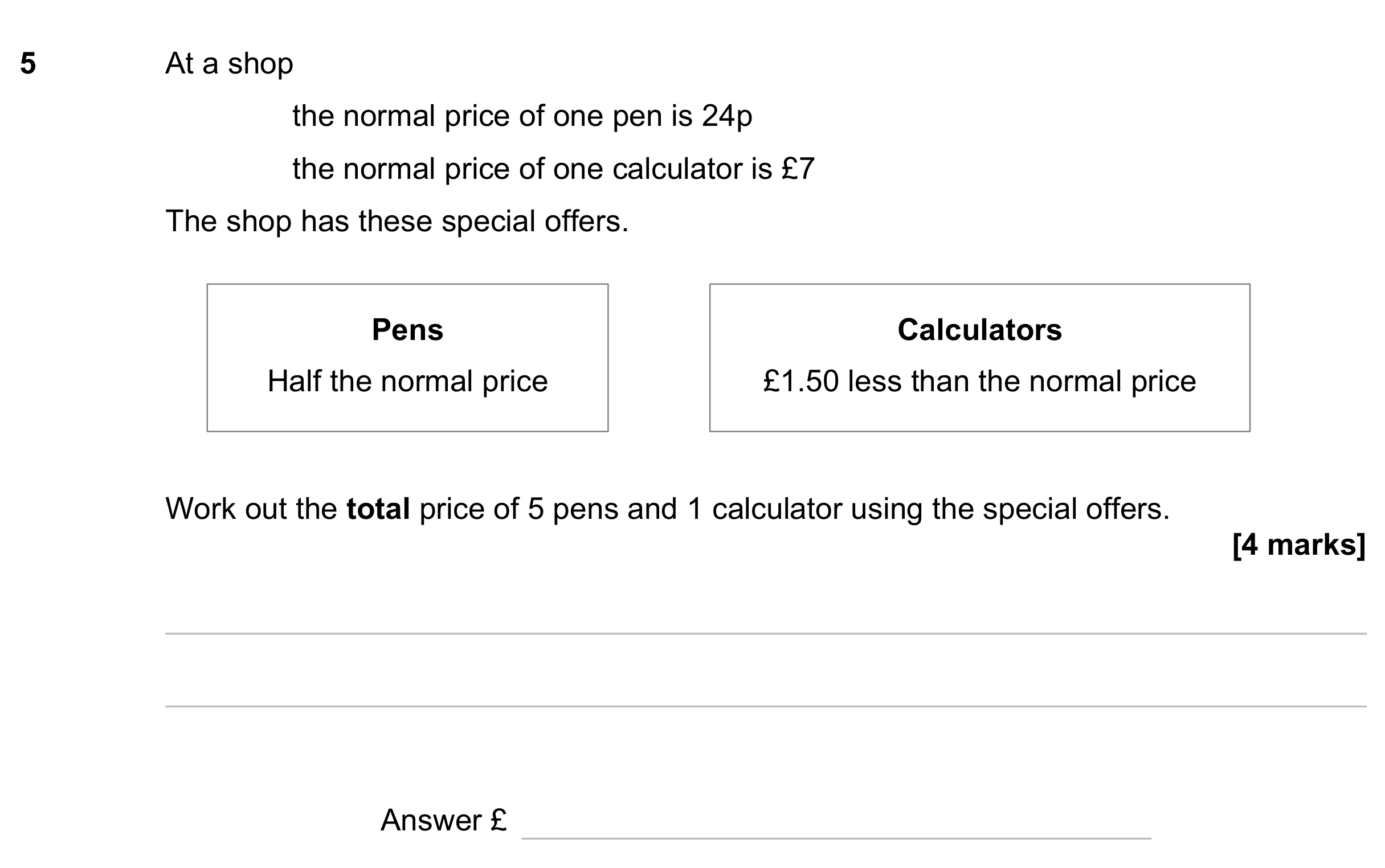 Question 5 — Money Problems — AQA GCSE June 2023