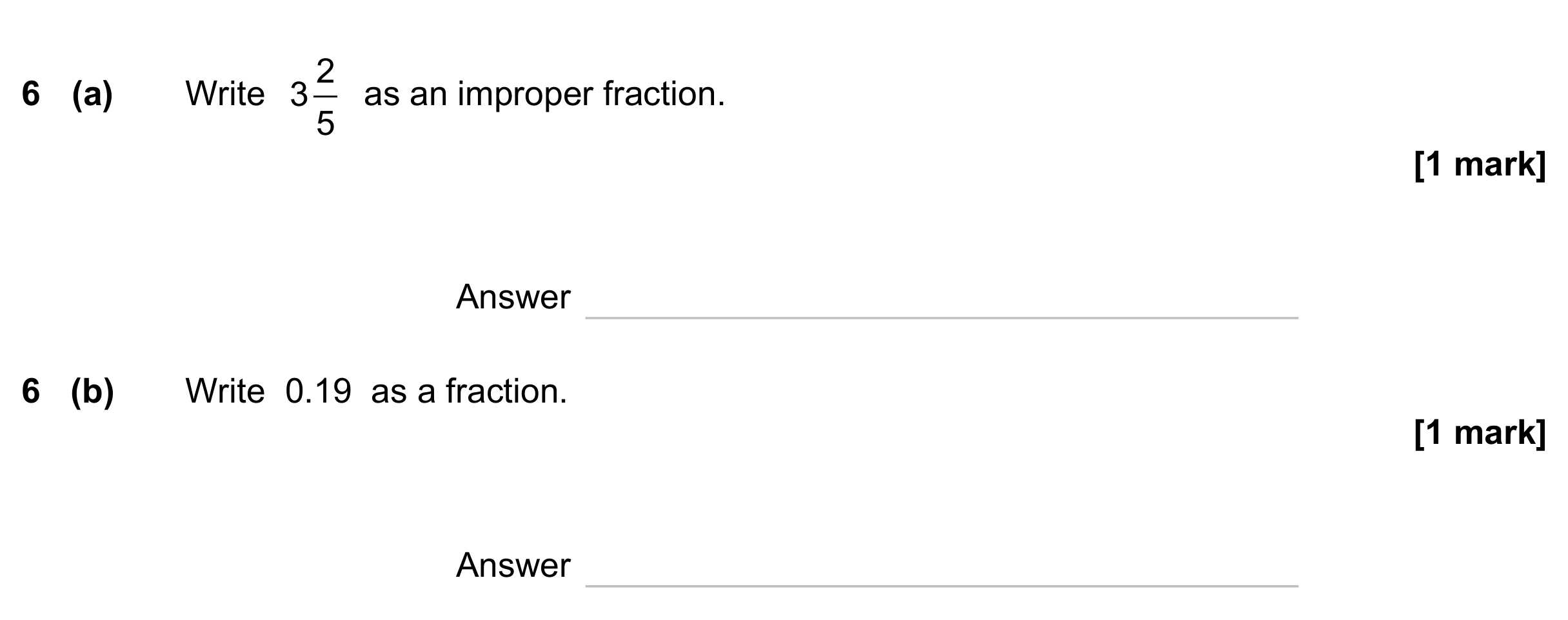 Question 6 — Fractions — AQA GCSE June 2023