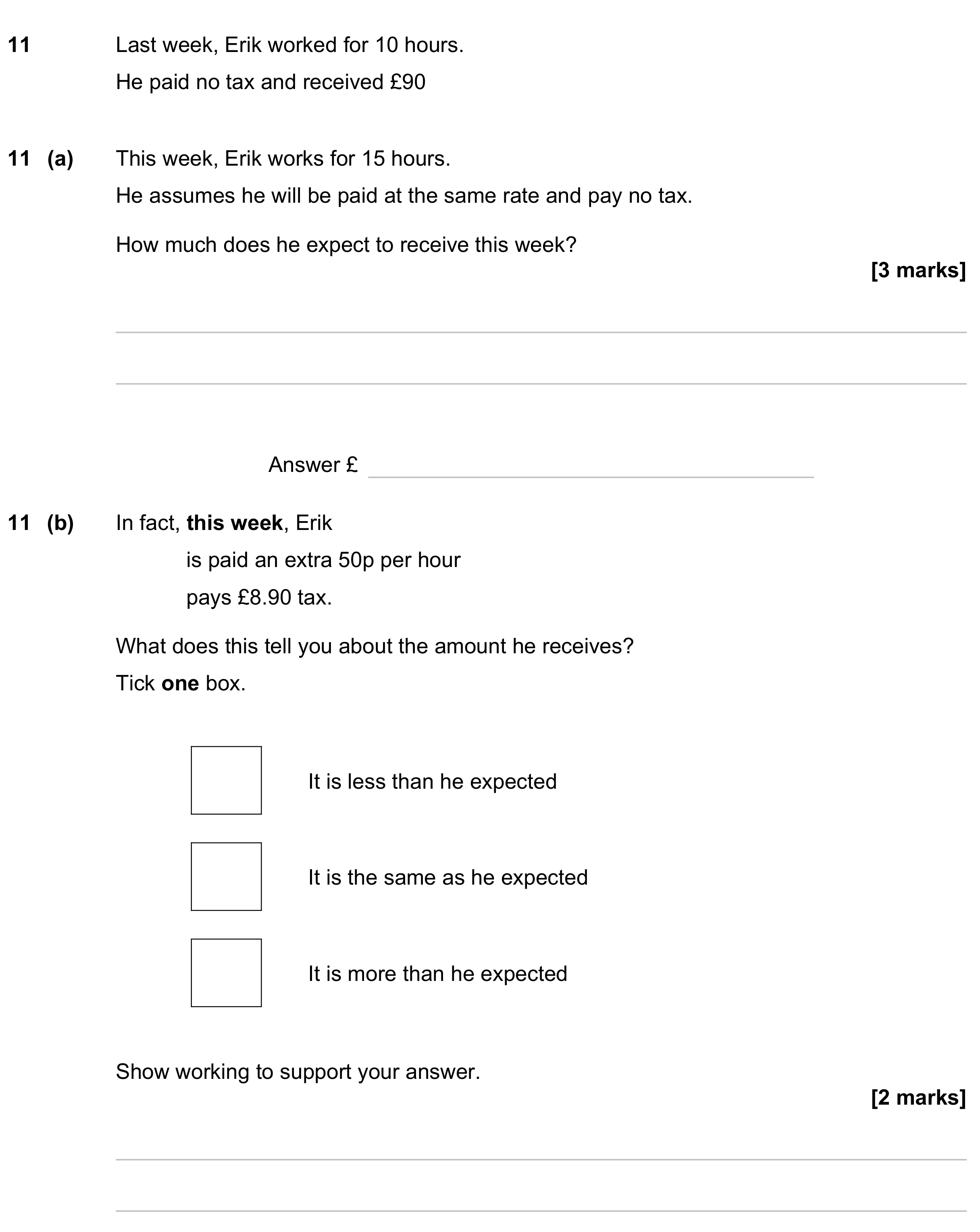Question 11 — Money Problems — AQA GCSE November 2023