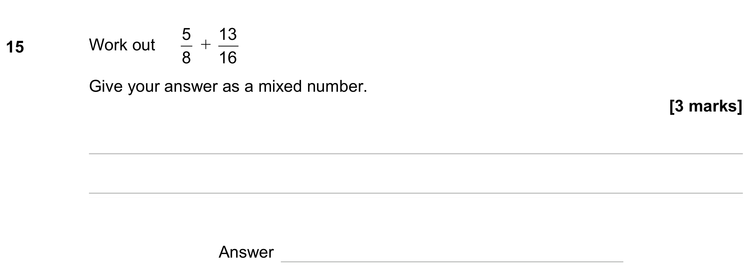 Question 15 — Fractions — AQA GCSE November 2023