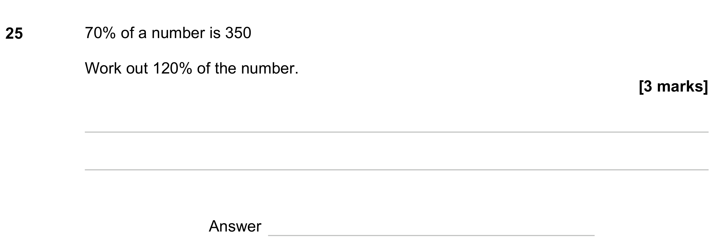 Question 25 — Percentages — AQA GCSE November 2023