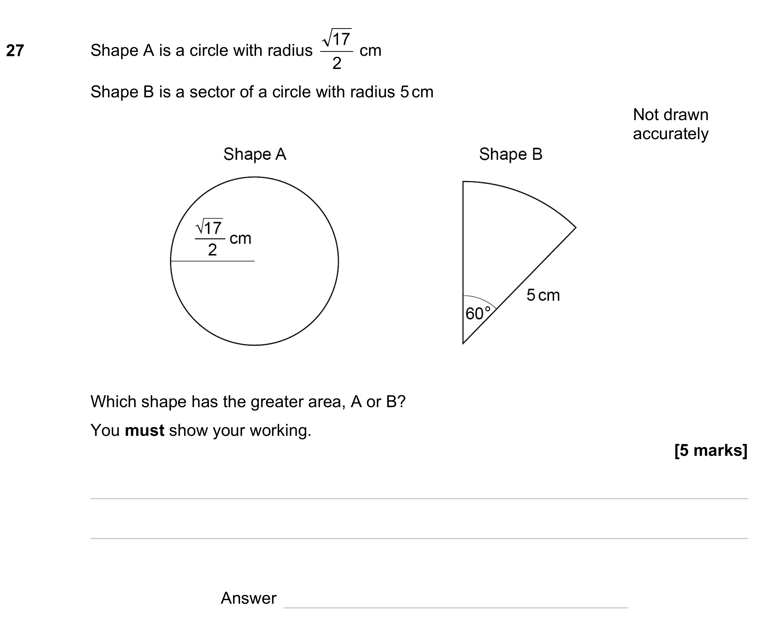 Question 27 — Perimeter and Area, Sectors — AQA GCSE November 2023