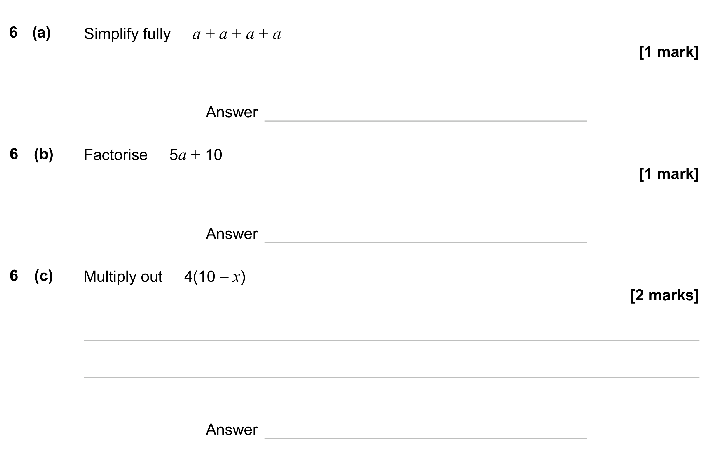 Question 6 — Factorise/Expand/Simplify — AQA GCSE November 2023