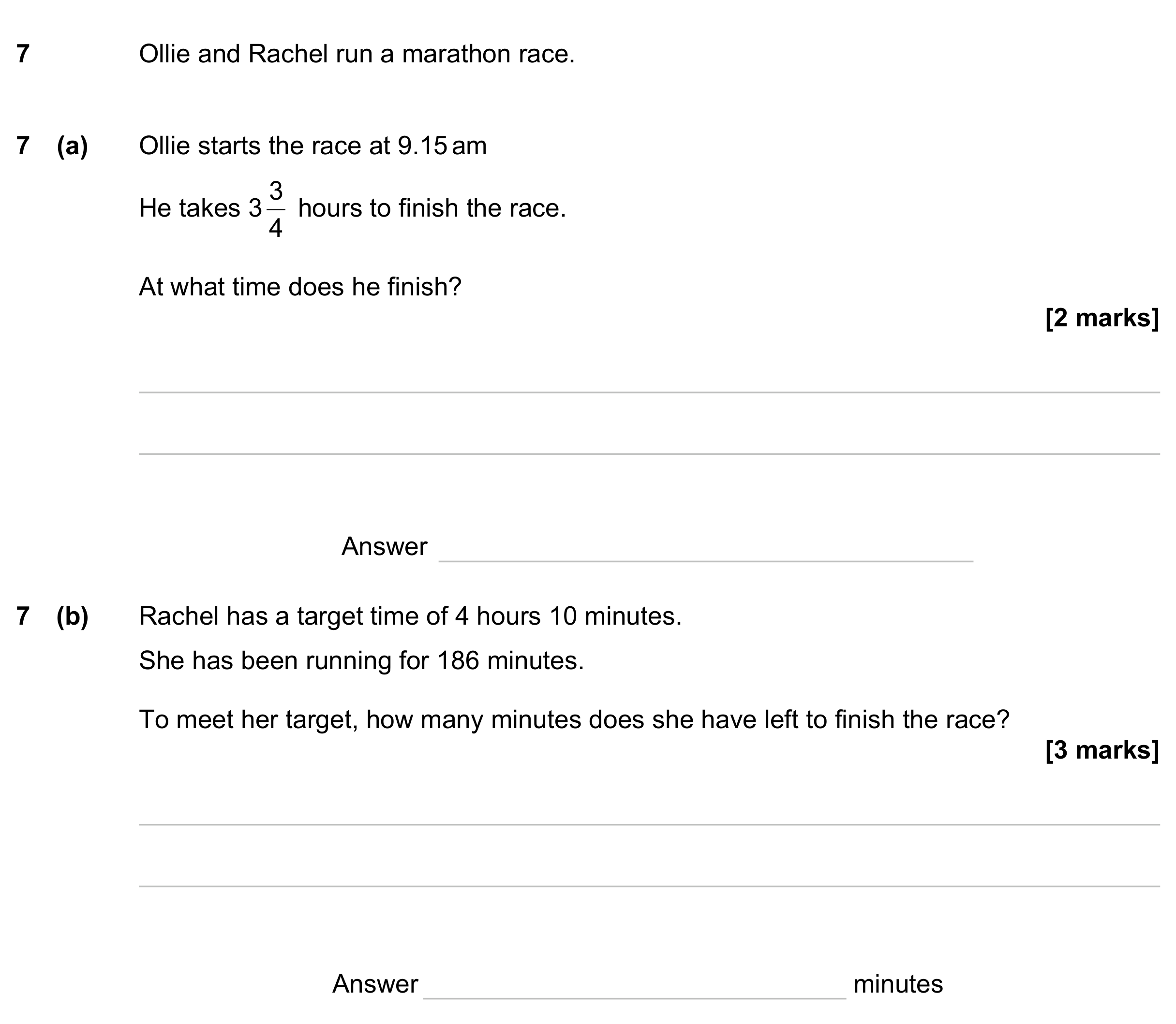Question 7 — Time Questions — AQA GCSE November 2023