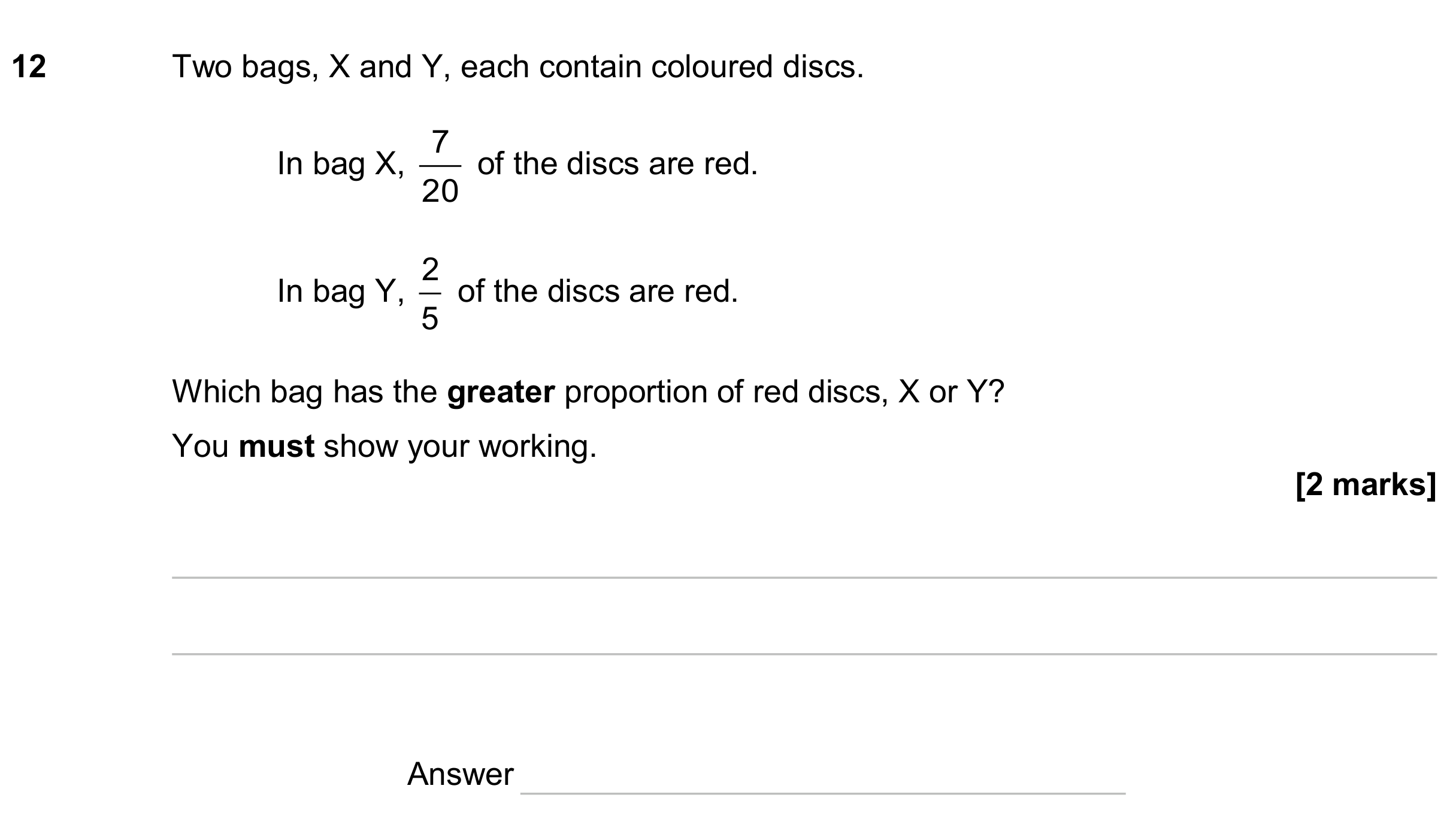 Question 12 — Fractions — AQA GCSE June 2024