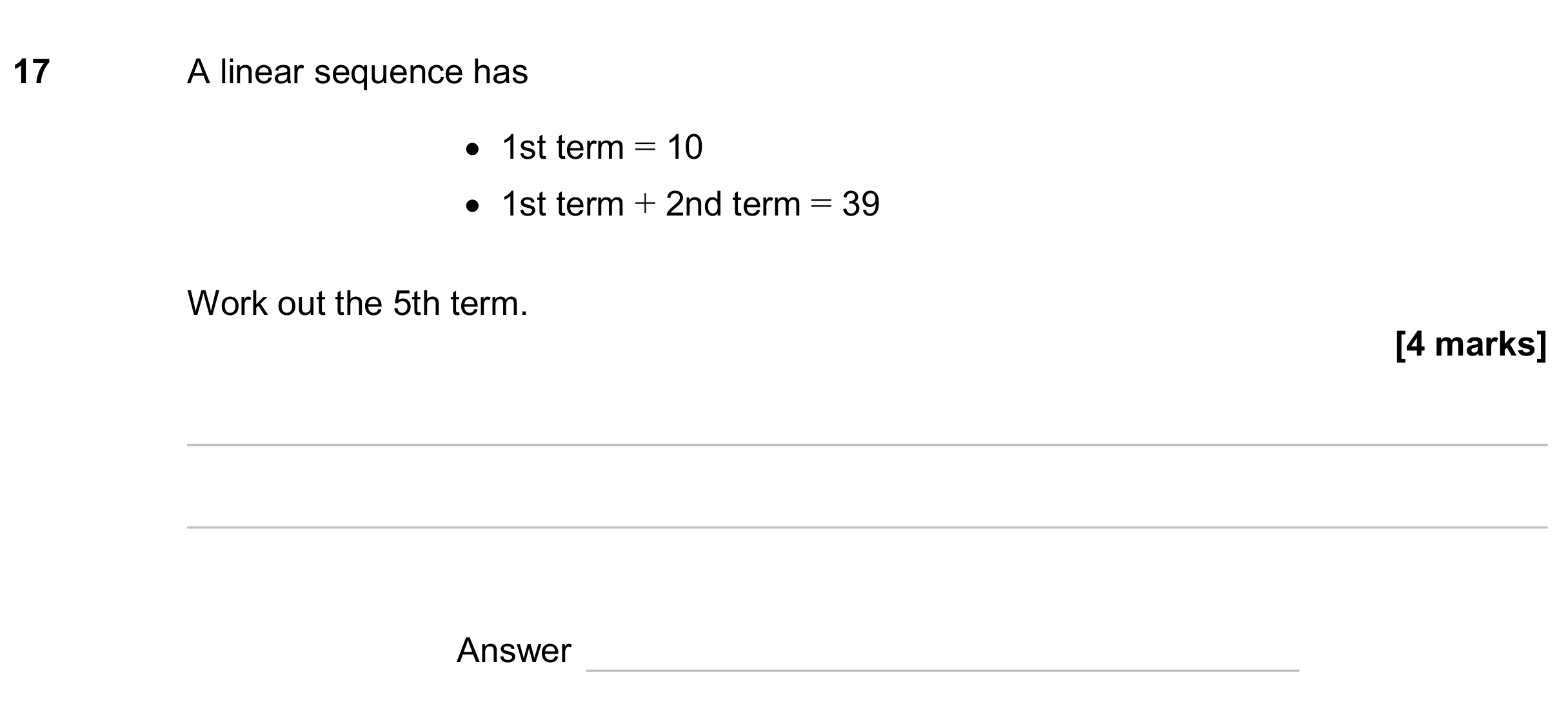 Question 17 — Sequences — AQA GCSE June 2024