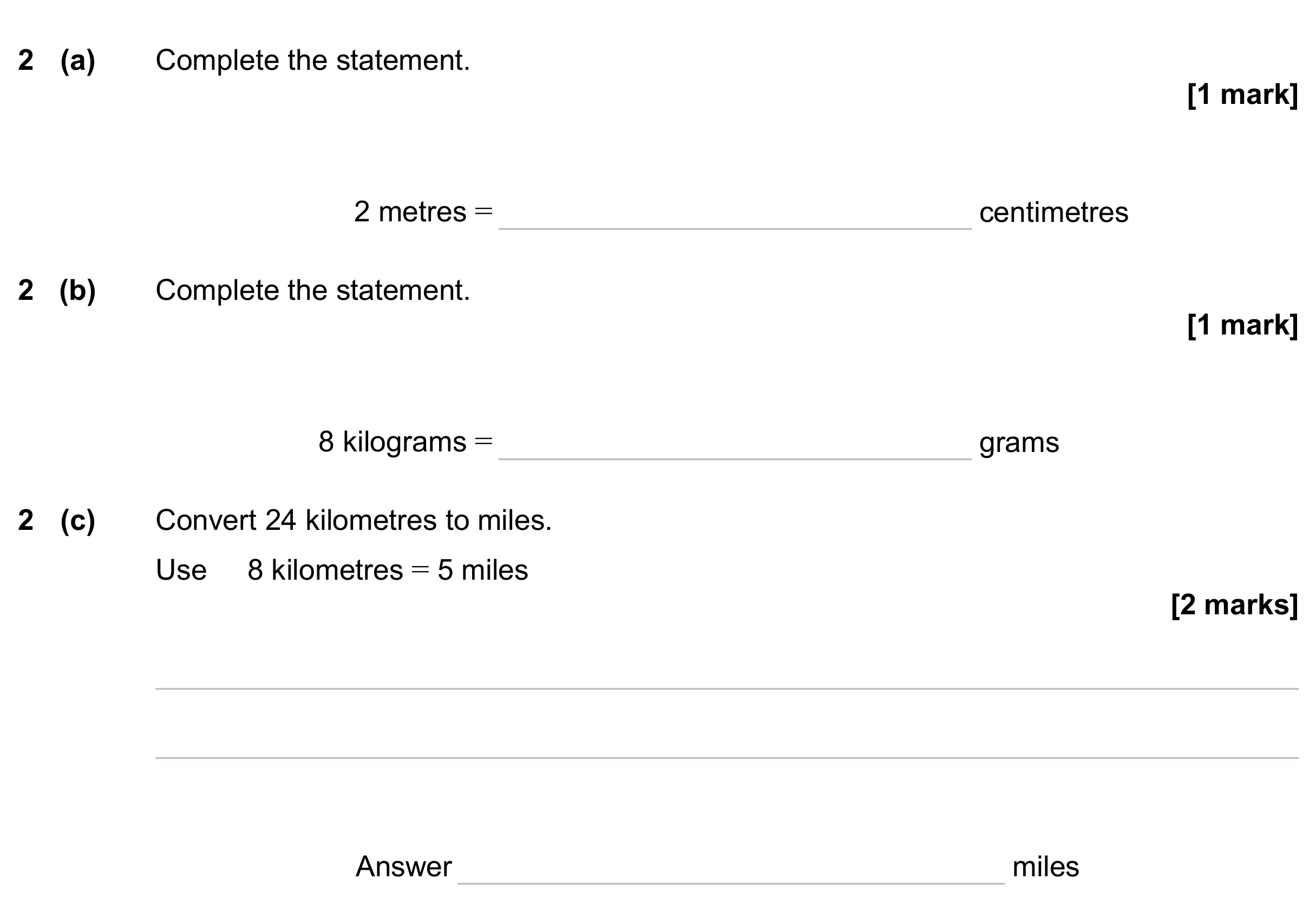 Question 2 — Unit Conversions — AQA GCSE June 2024